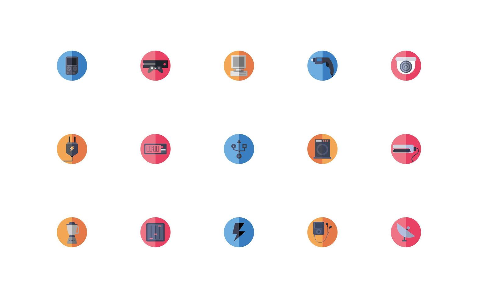 bundle of electronic set icons vector