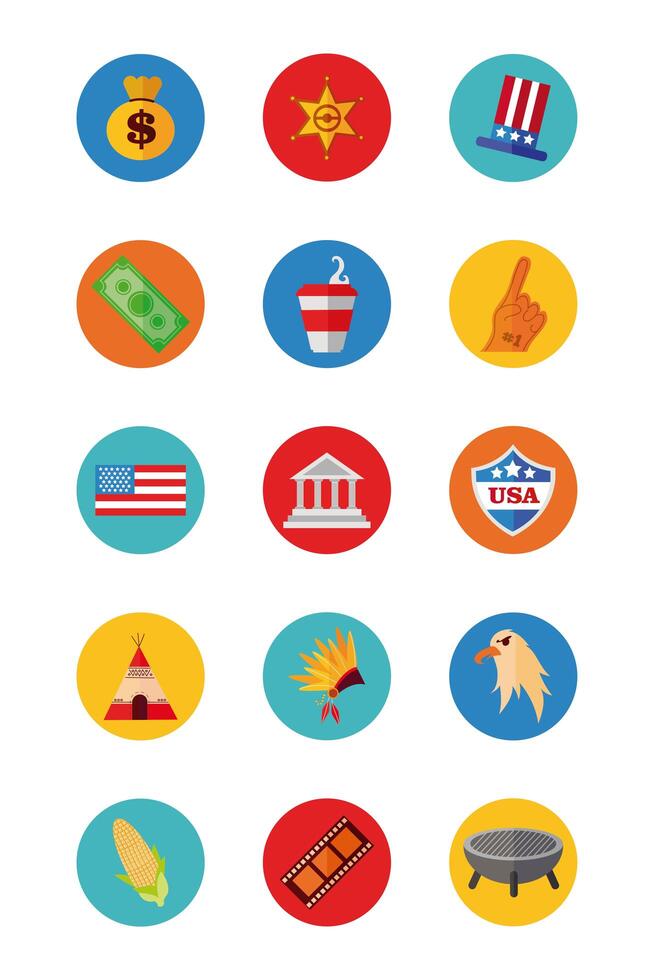 bundle of usa set icons vector