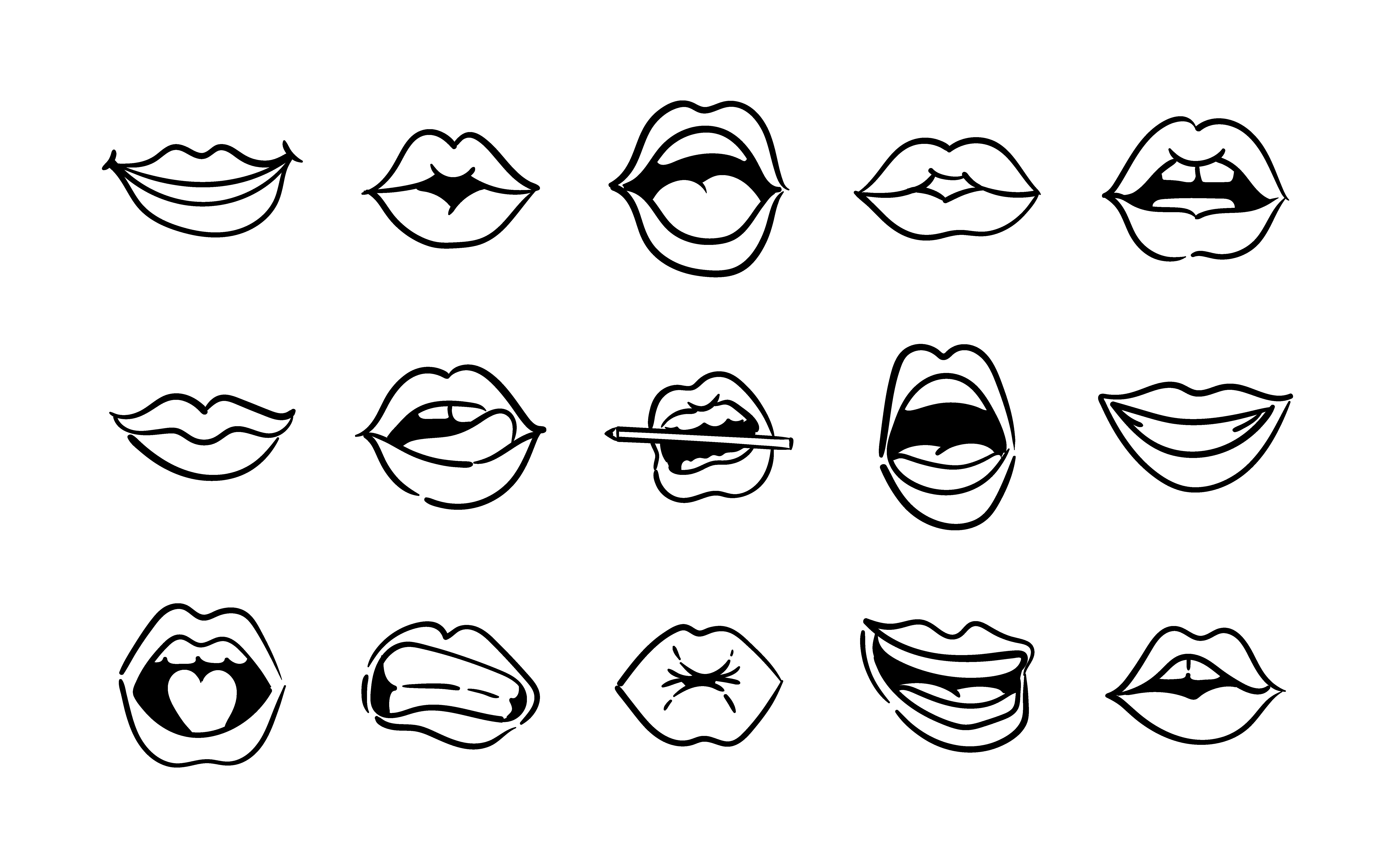 bundle of fifteen mouths pop art line style icons 2559737 Vector Art at  Vecteezy