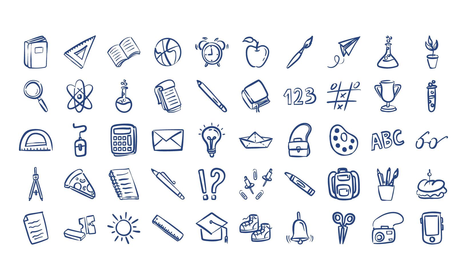 bundle of fifty back to school supplies vector