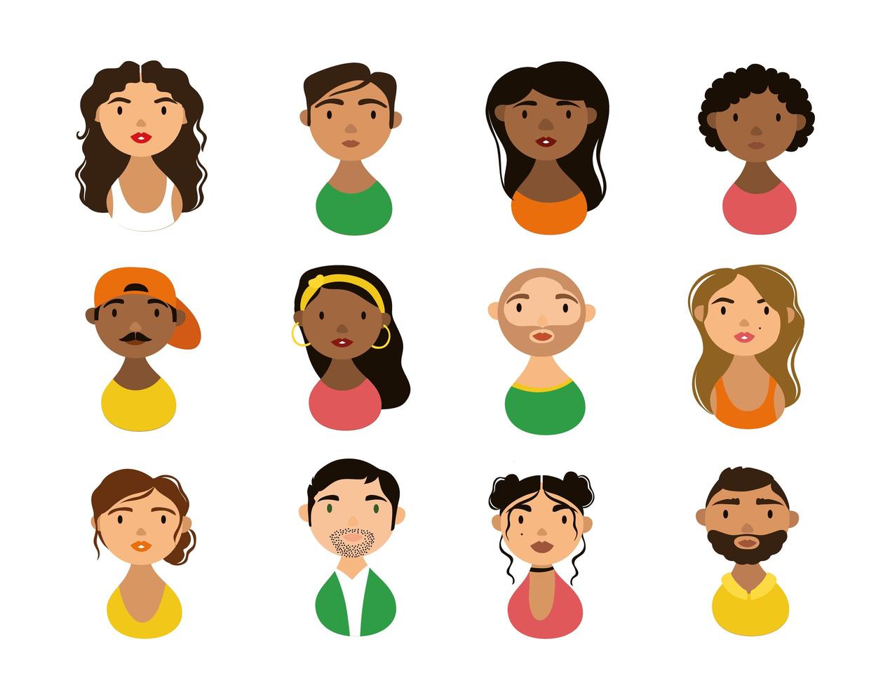 personas personajes herencia nacional hispana icono de estilo plano vector