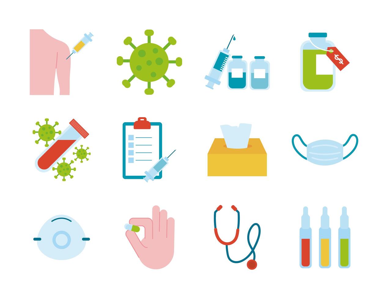 bundle of twelve medical set icons vector