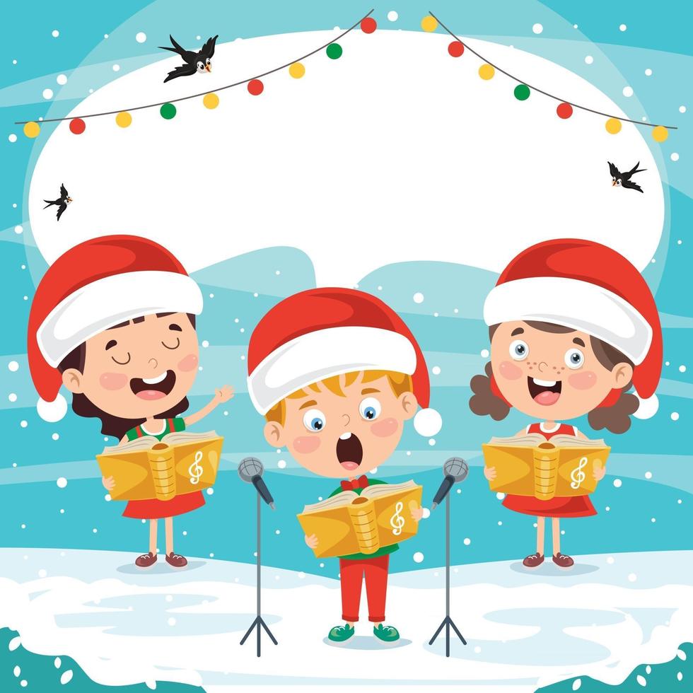 Funny Little Kids Performing Music vector