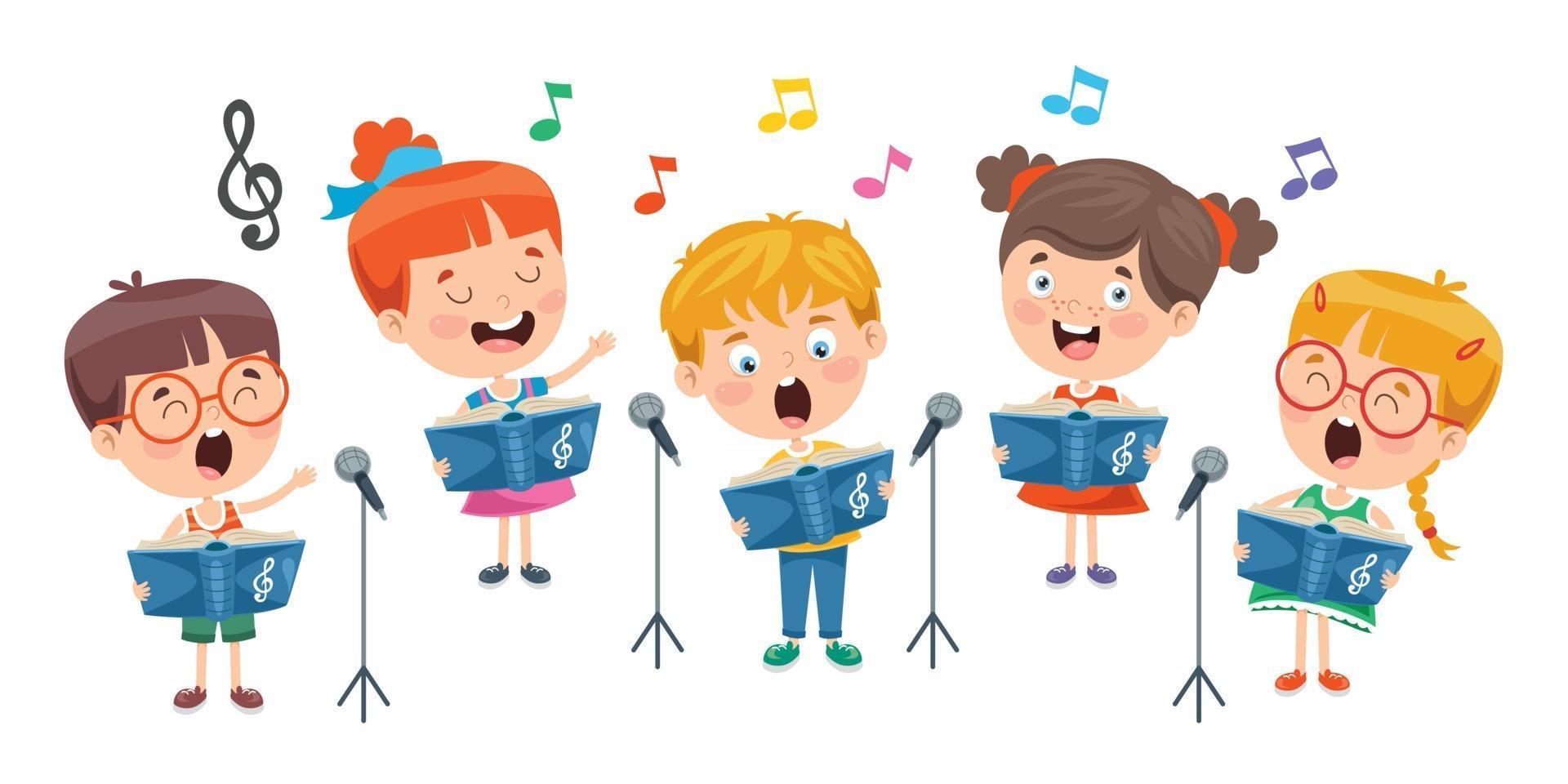 Funny Little Kids Performing Music vector