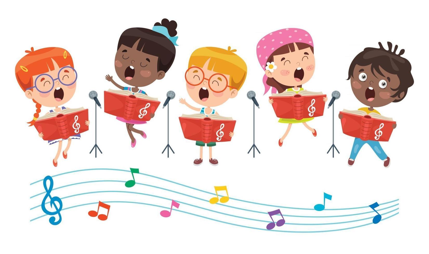 niños pequeños divertidos interpretando música vector