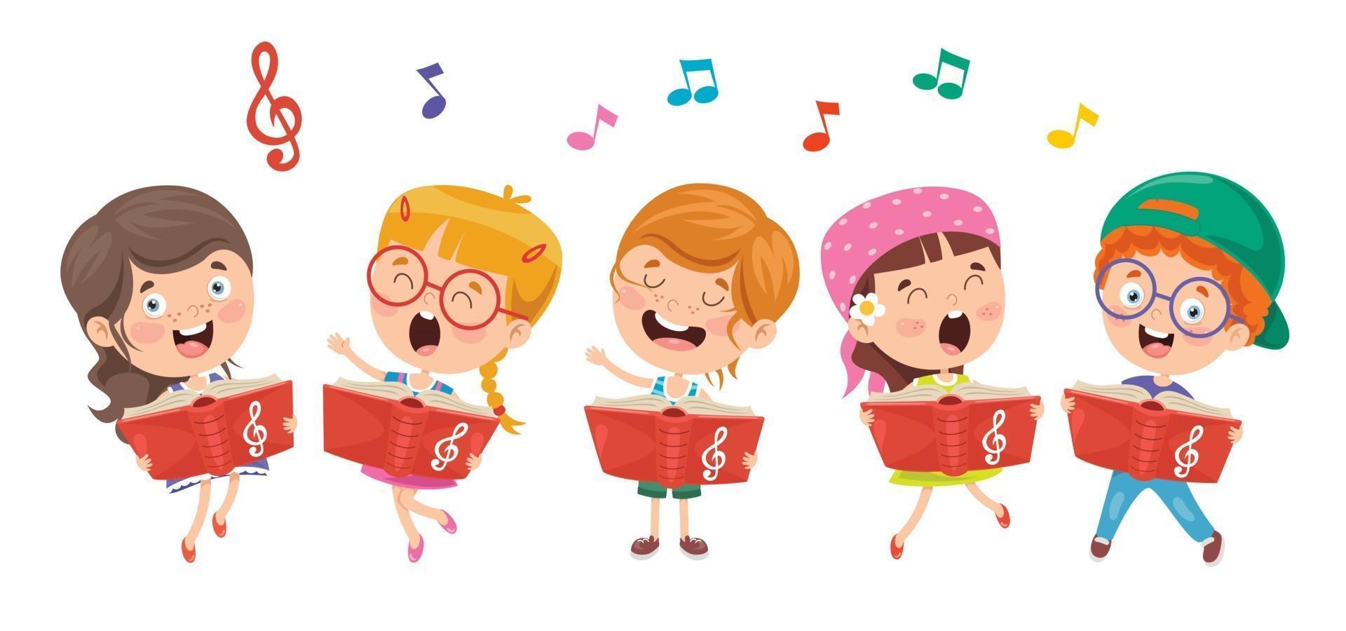 niños pequeños divertidos interpretando música vector