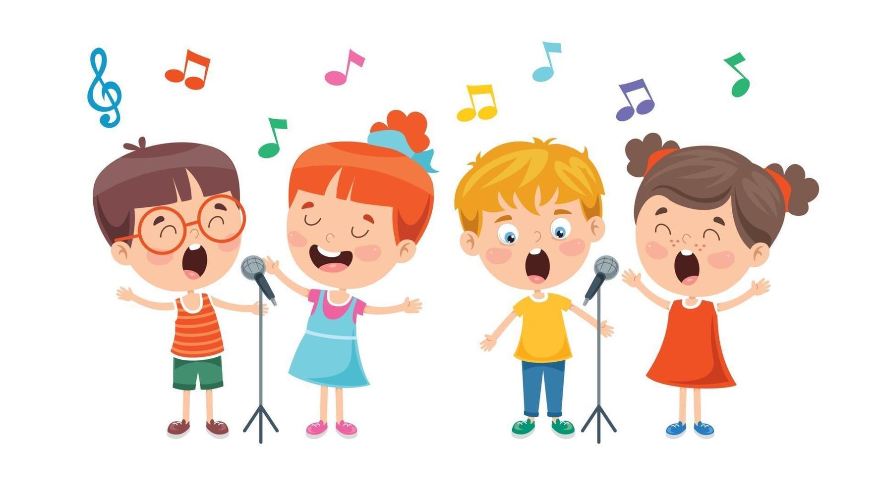 niños pequeños divertidos interpretando música vector