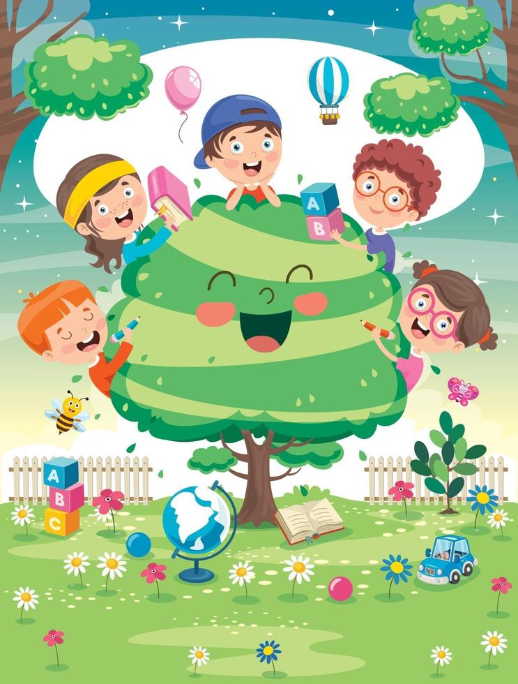 Concept Design With Funny Children vector