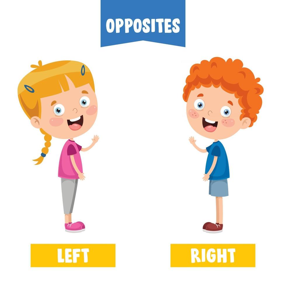 Opposite Adjectives With Cartoon Drawings vector