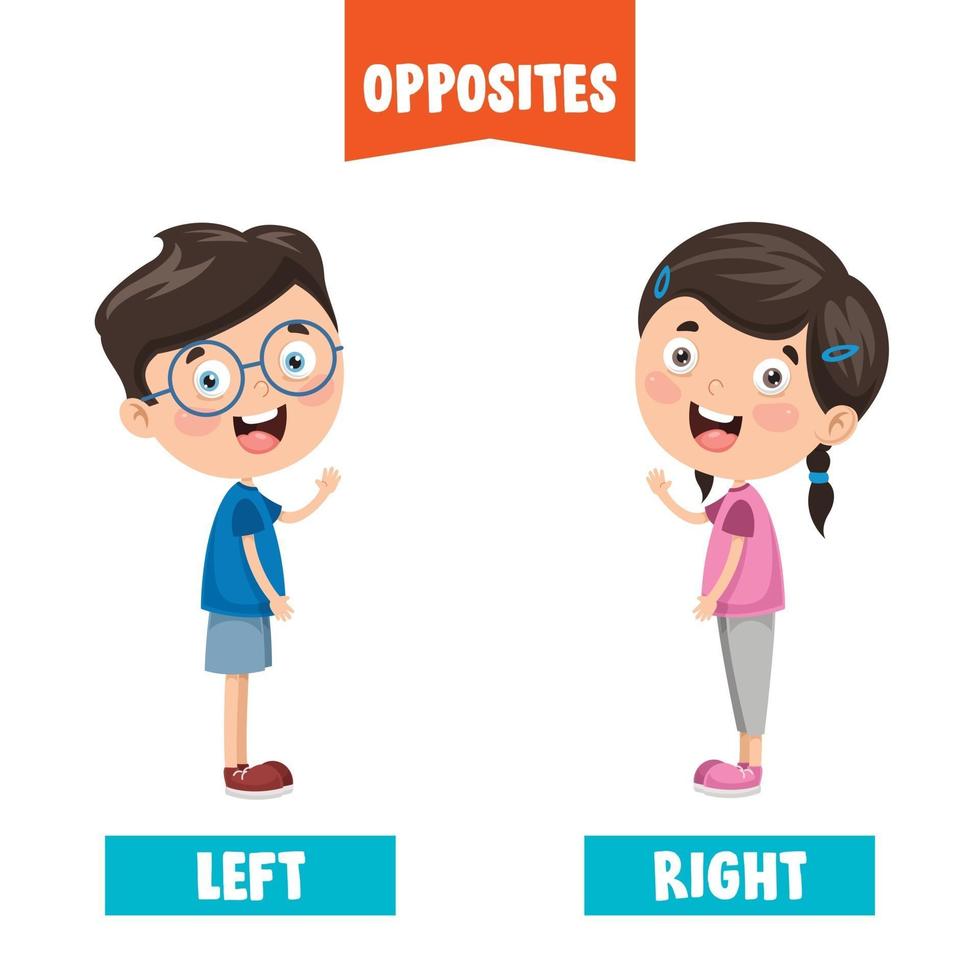 Opposite Adjectives With Cartoon Drawings vector
