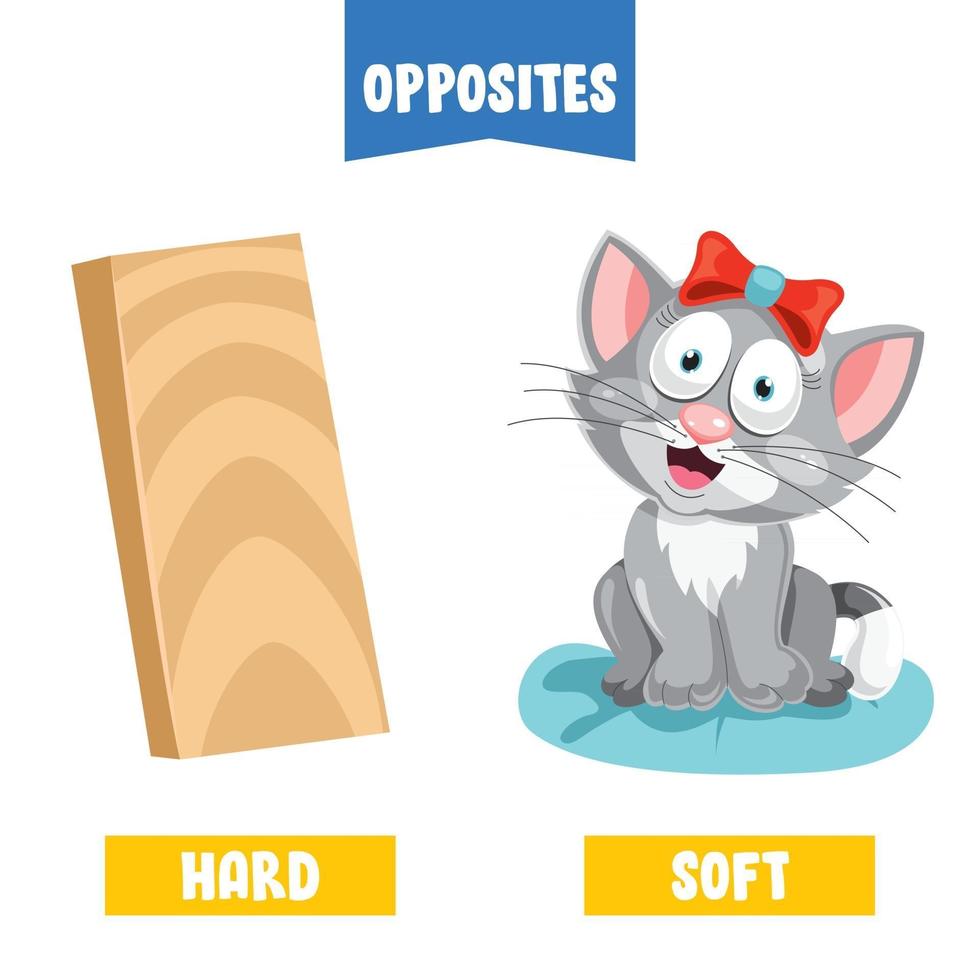 Opposite Adjectives With Cartoon Drawings vector