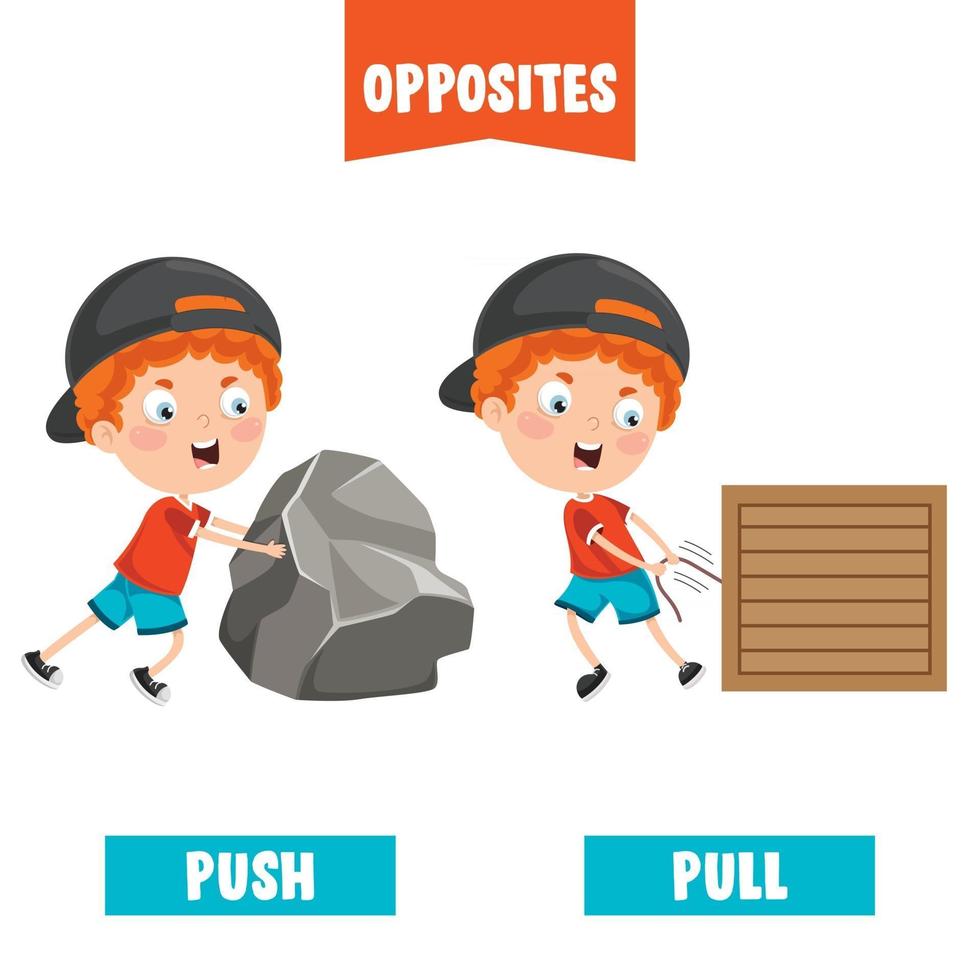 Opposite Adjectives With Cartoon Drawings vector