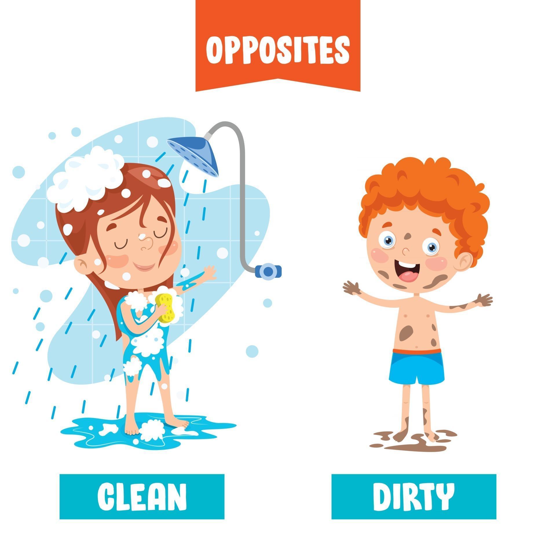 Dirty adjectives. Clean Dirty opposites. Opposites картинки для детей. Clean Dirty вектор. Clean Dirty английский в картинках.