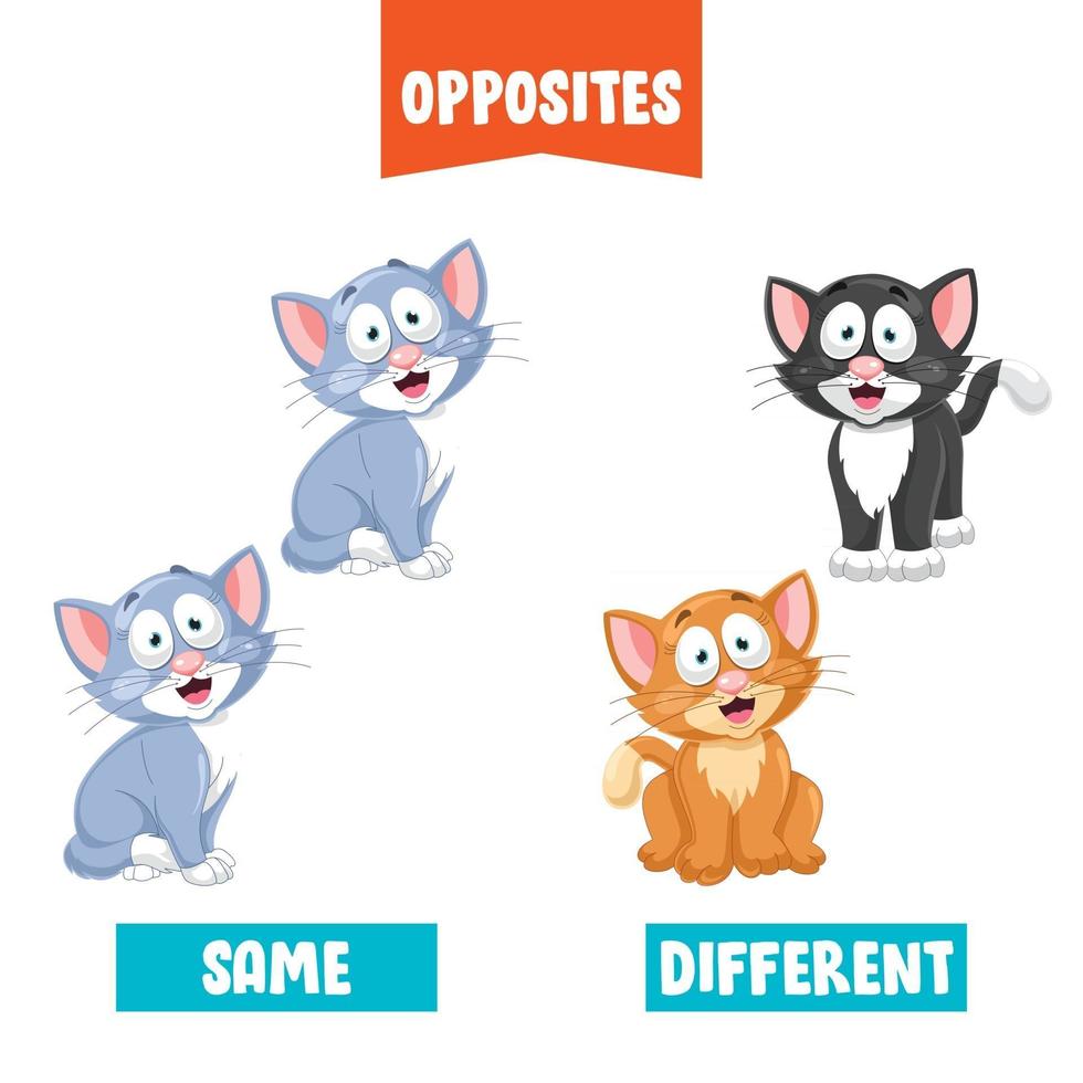 Opposite Adjectives With Cartoon Drawings vector