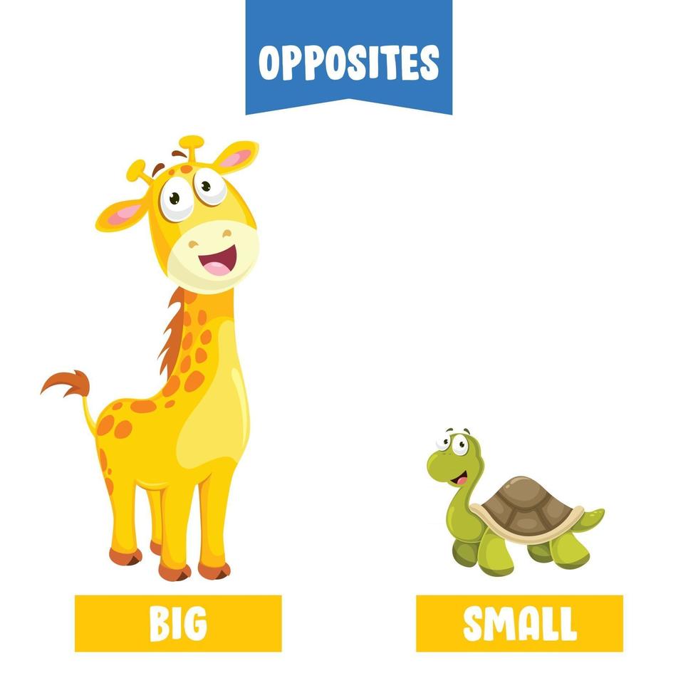Opposite Adjectives With Cartoon Drawings vector
