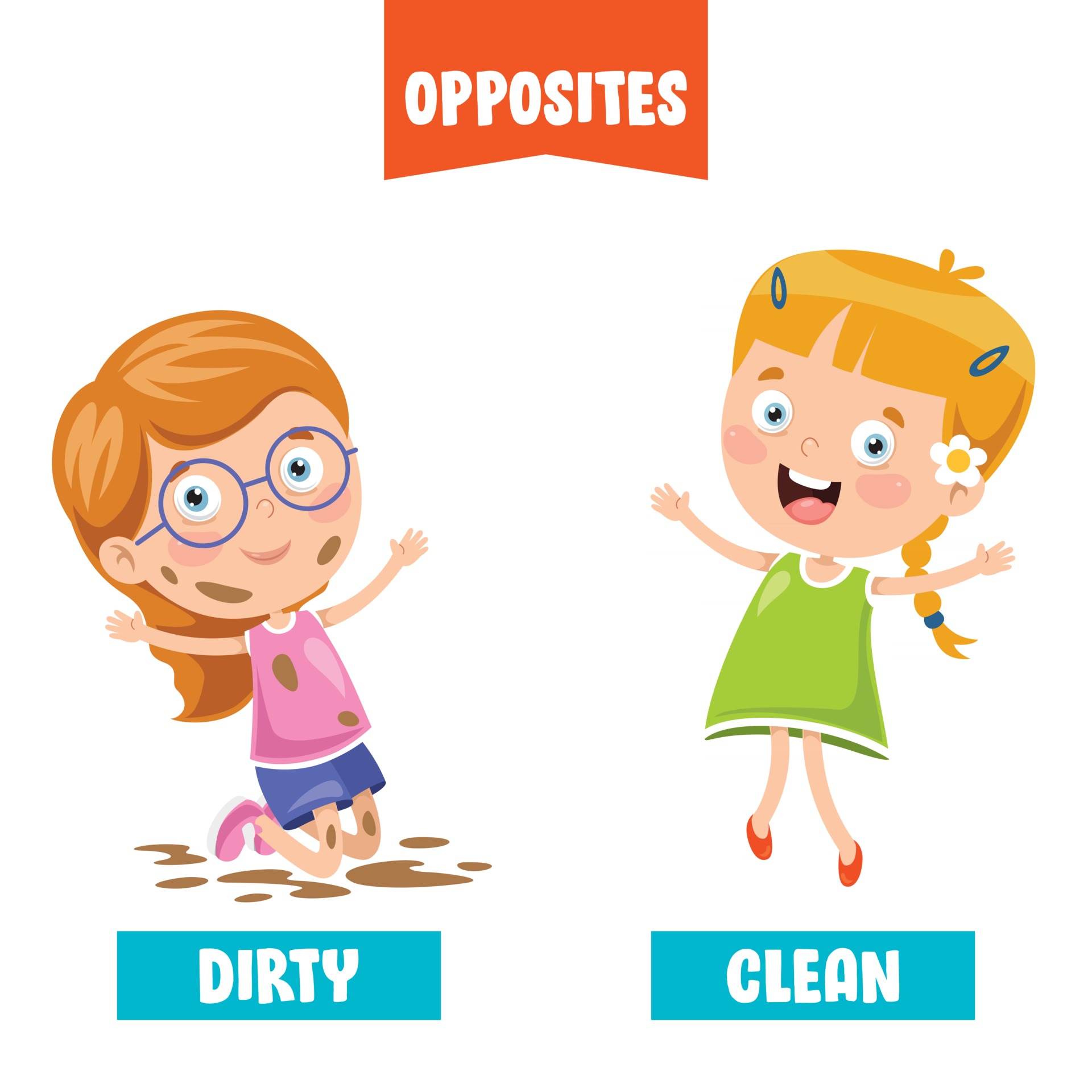 Download Opposite Adjectives With Cartoon Drawings for free.