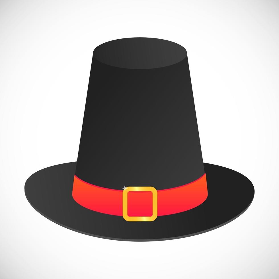Black Gradient Pilgrim Hat Happy Thanksgiving Day Autumn Traditional Harvest Holiday Concept Flat Vector Illustration isolated on white background