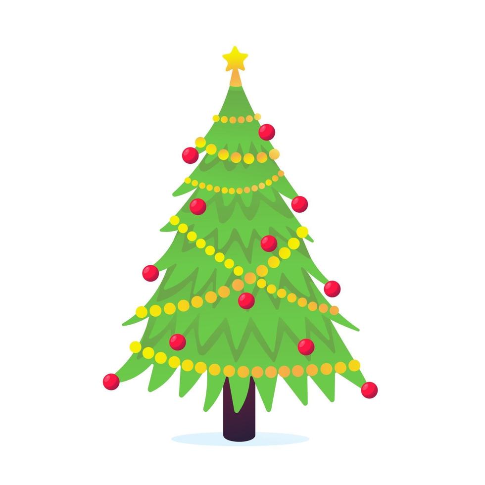 Christmas tree fir flat style design icon sign vector illustration ...