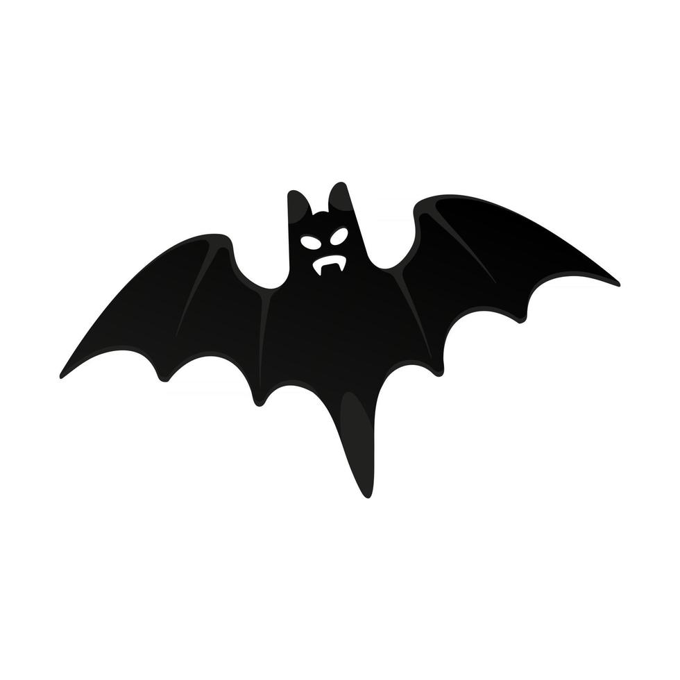 Halloween flying bat with scary face flat style design vector illustration isolated on white background Halloween celebration symbols