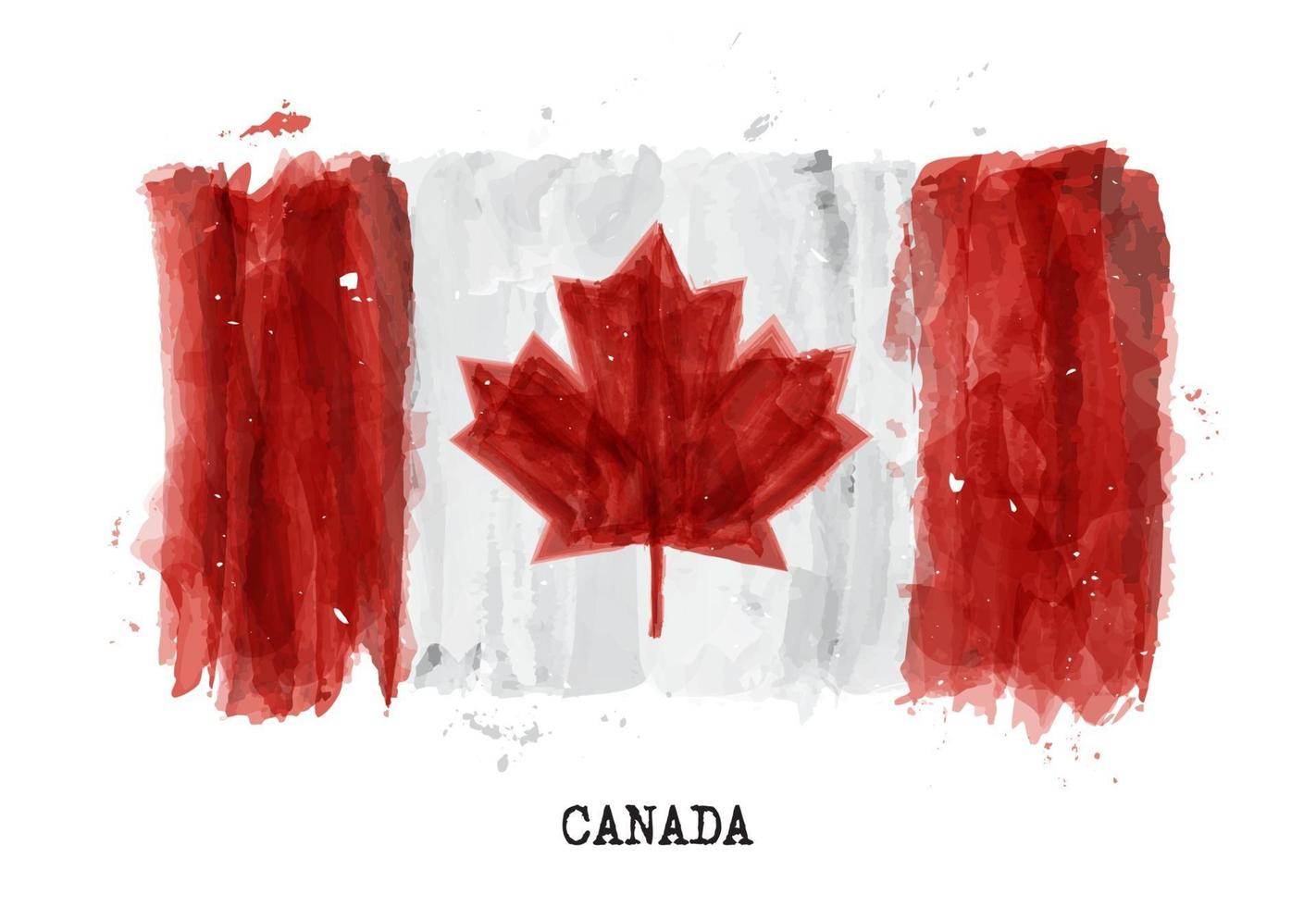 Watercolor painting flag of Canada  Vector