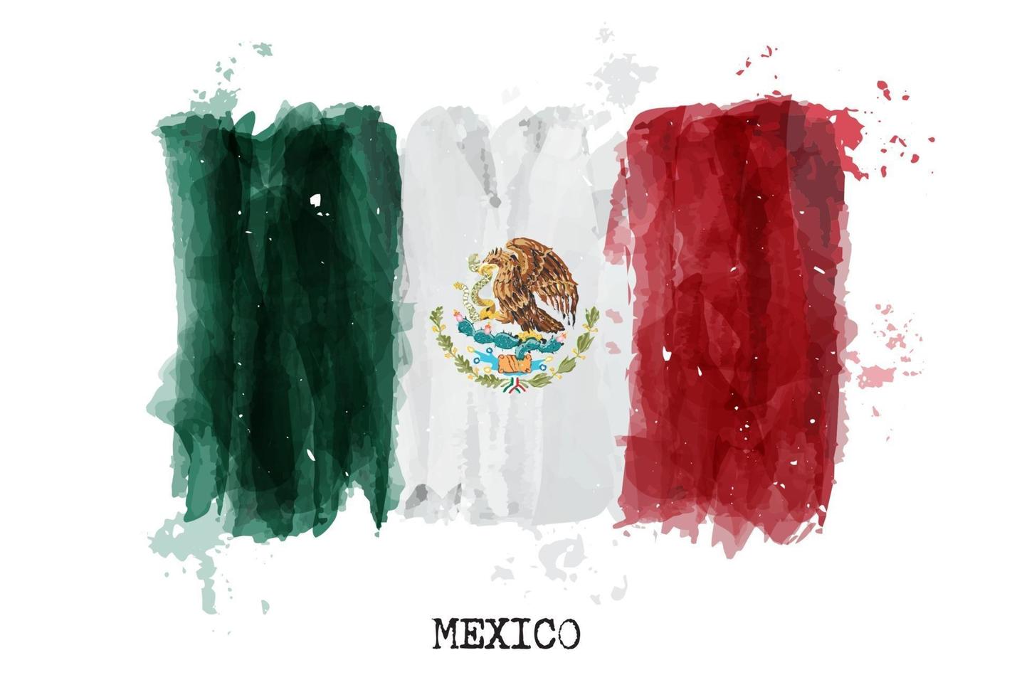Watercolor painting flag of Mexico  Vector