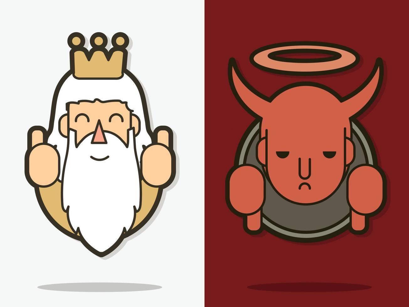 Good And Bad God And Devil Cartoon Graphic Vector