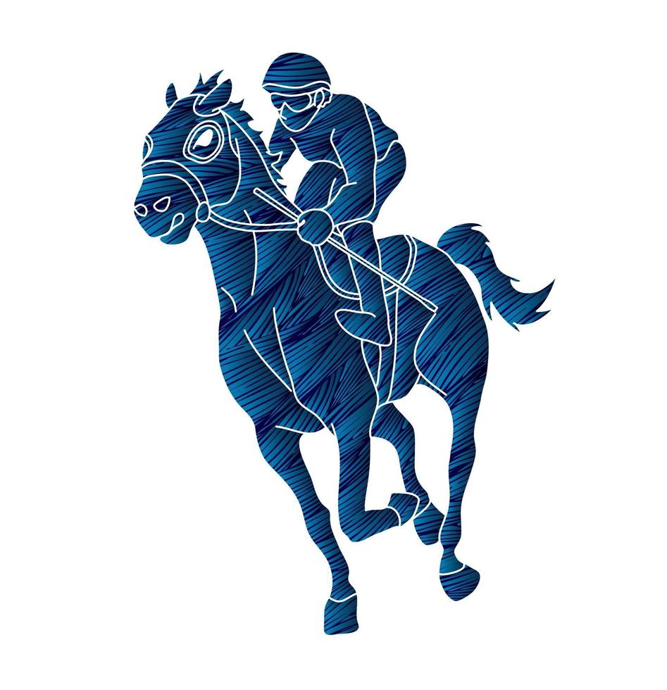 silueta, jinete, deporte, carrera, caballo vector