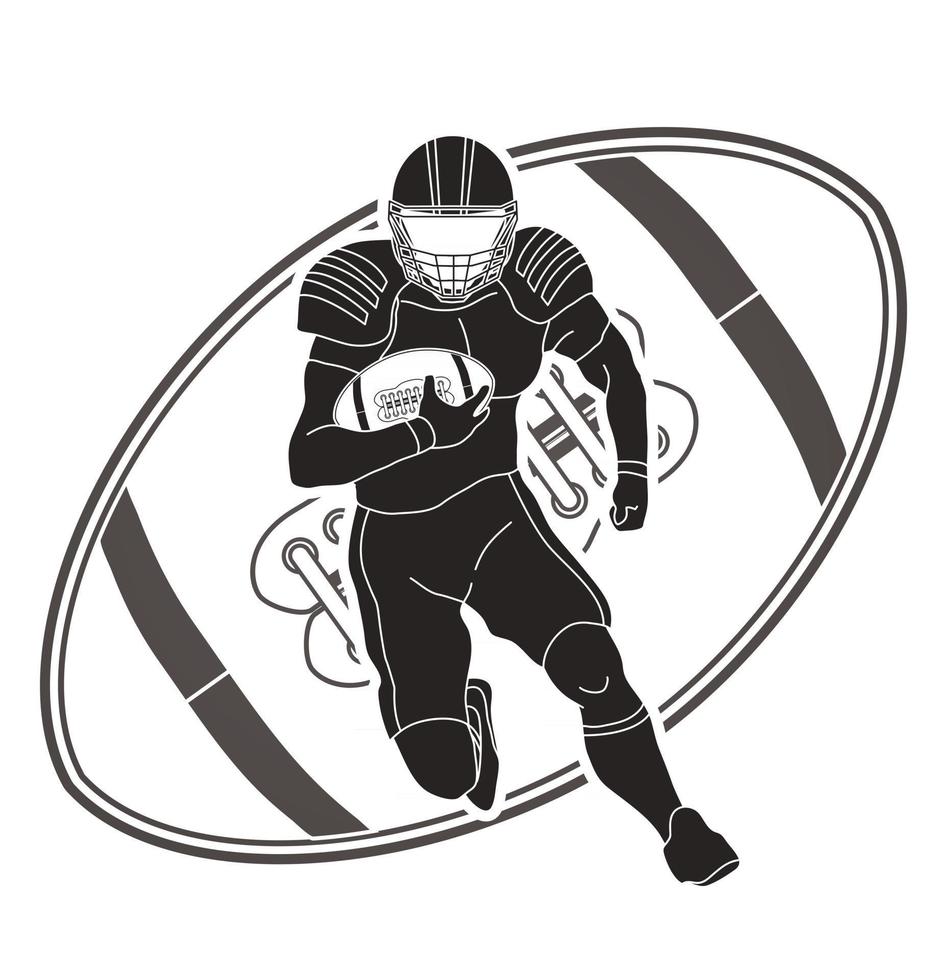 Outline American Football Player Action vector