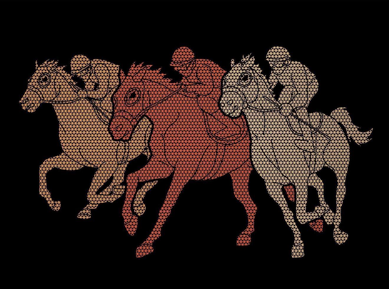 Abstract Group of Jockey Riding Horse vector