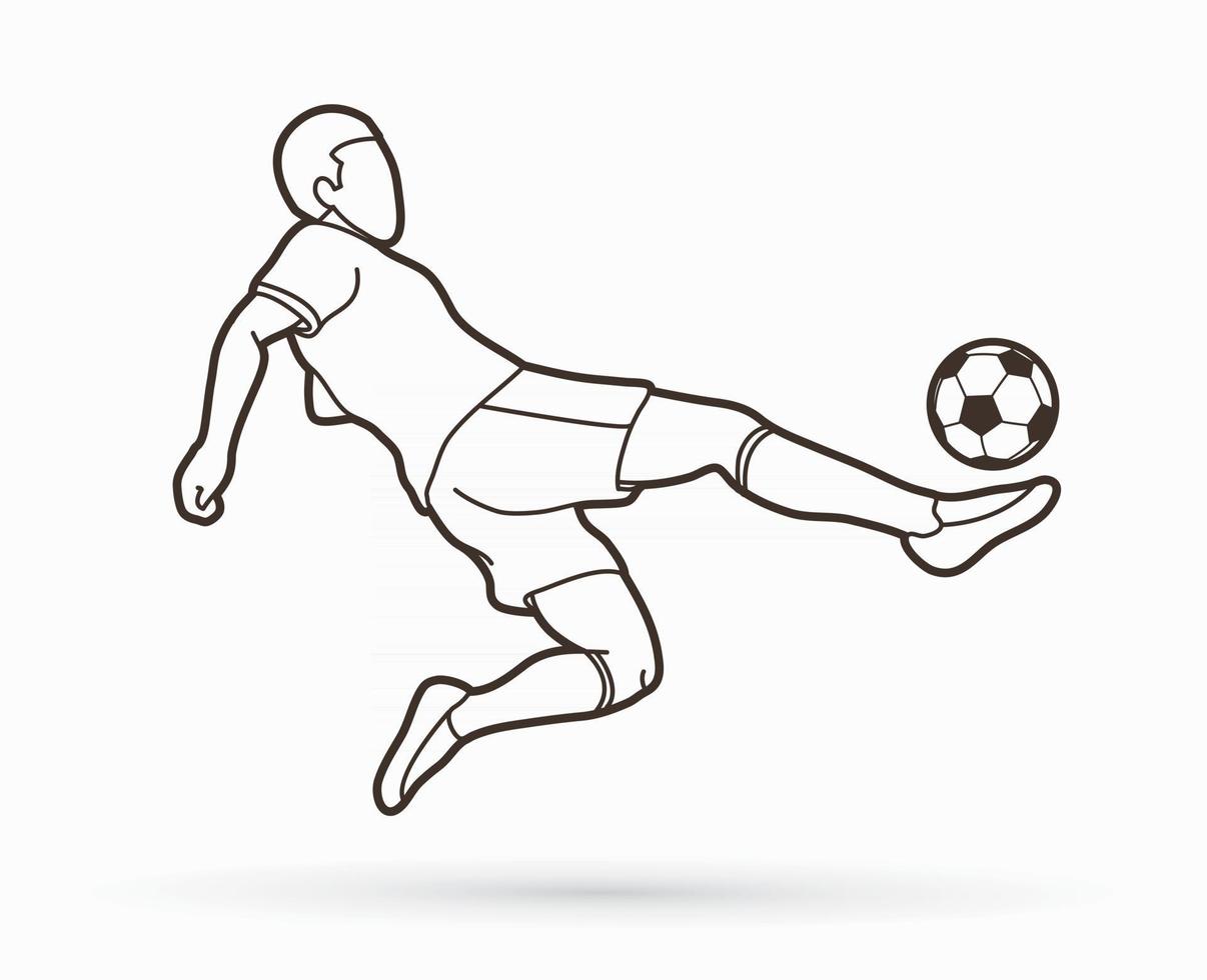 Outline Soccer Player Shooting a Ball vector