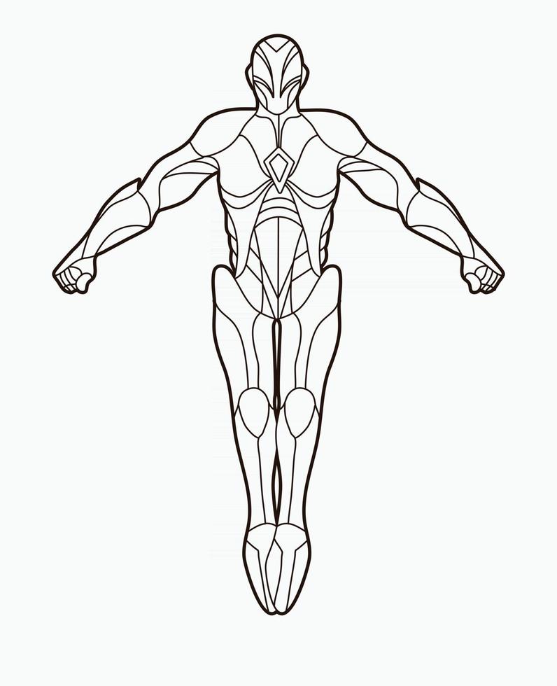 Outline Robot Super Hero Action vector