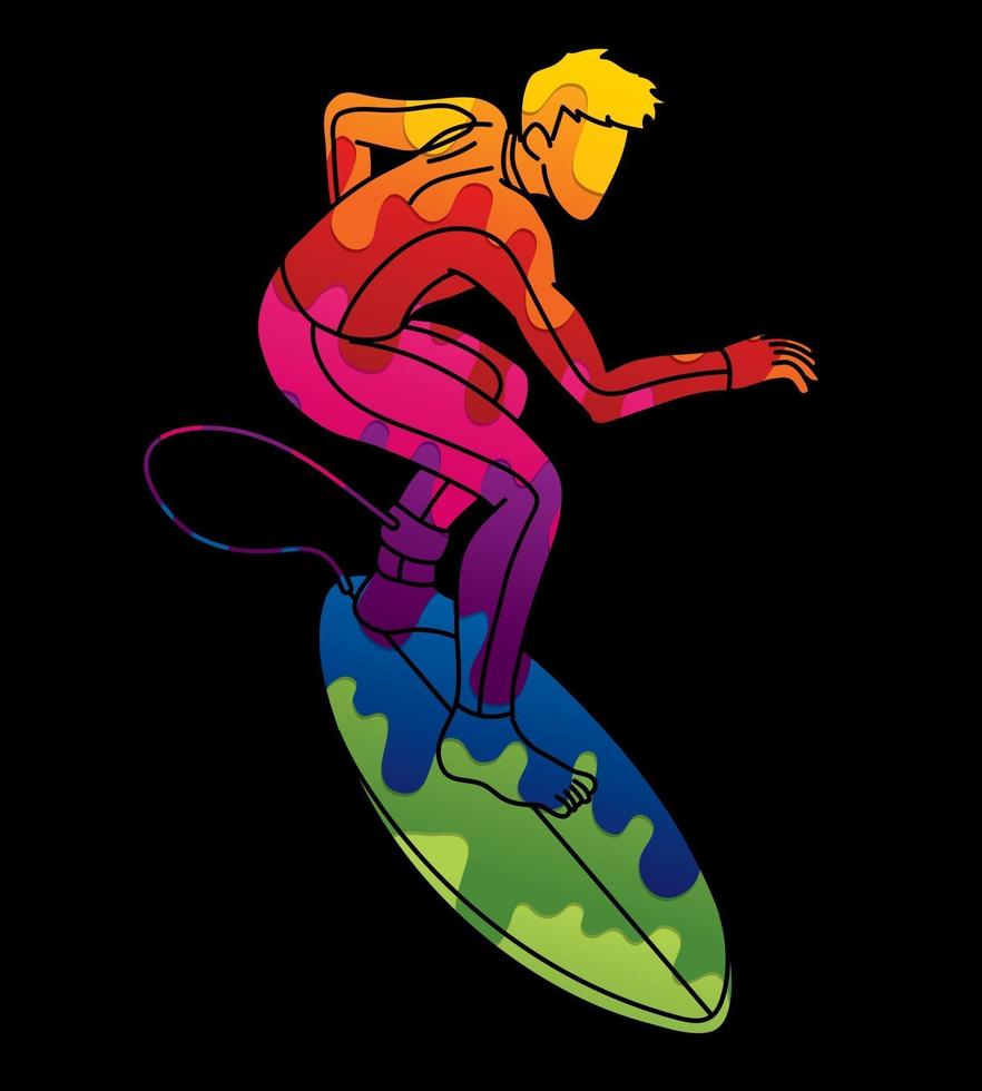 Surfista masculino abstracto deporte de surf vector