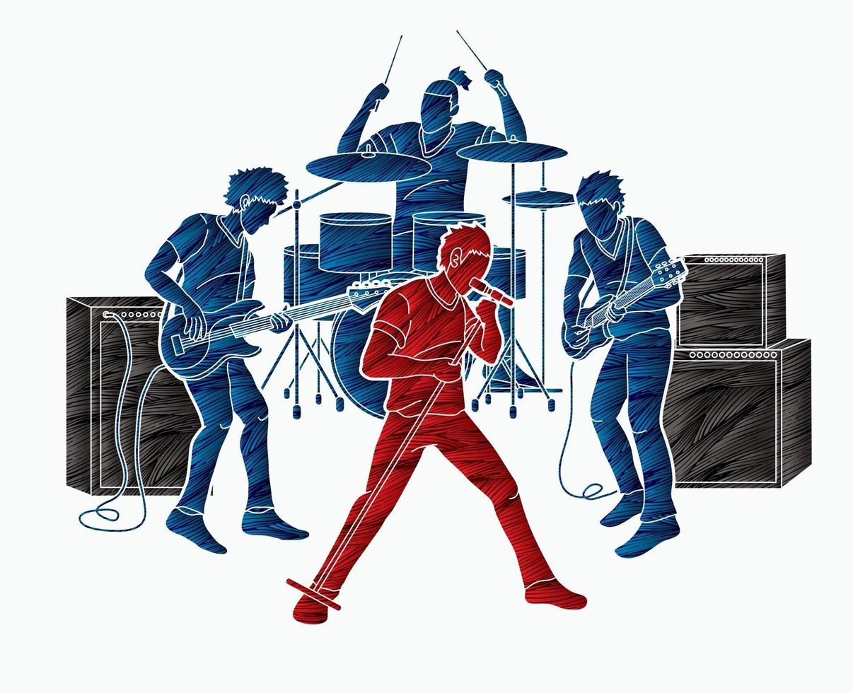 Silhouette Music Band  Musician Playing Music Together vector