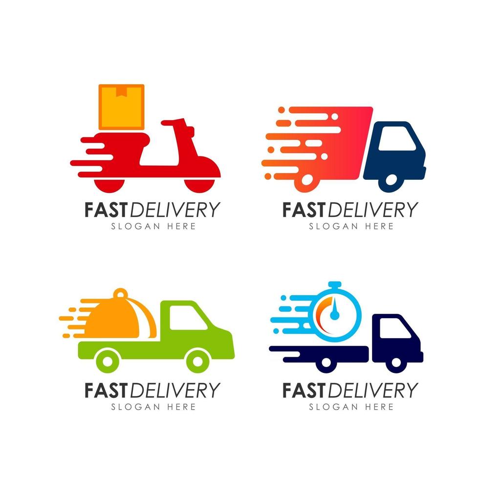 fast delivery courier logo design template vector