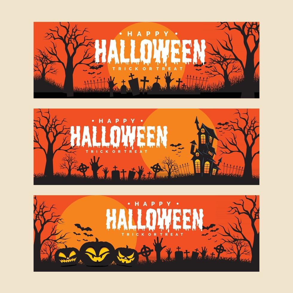 halloween background template with scary pumpkin face vector