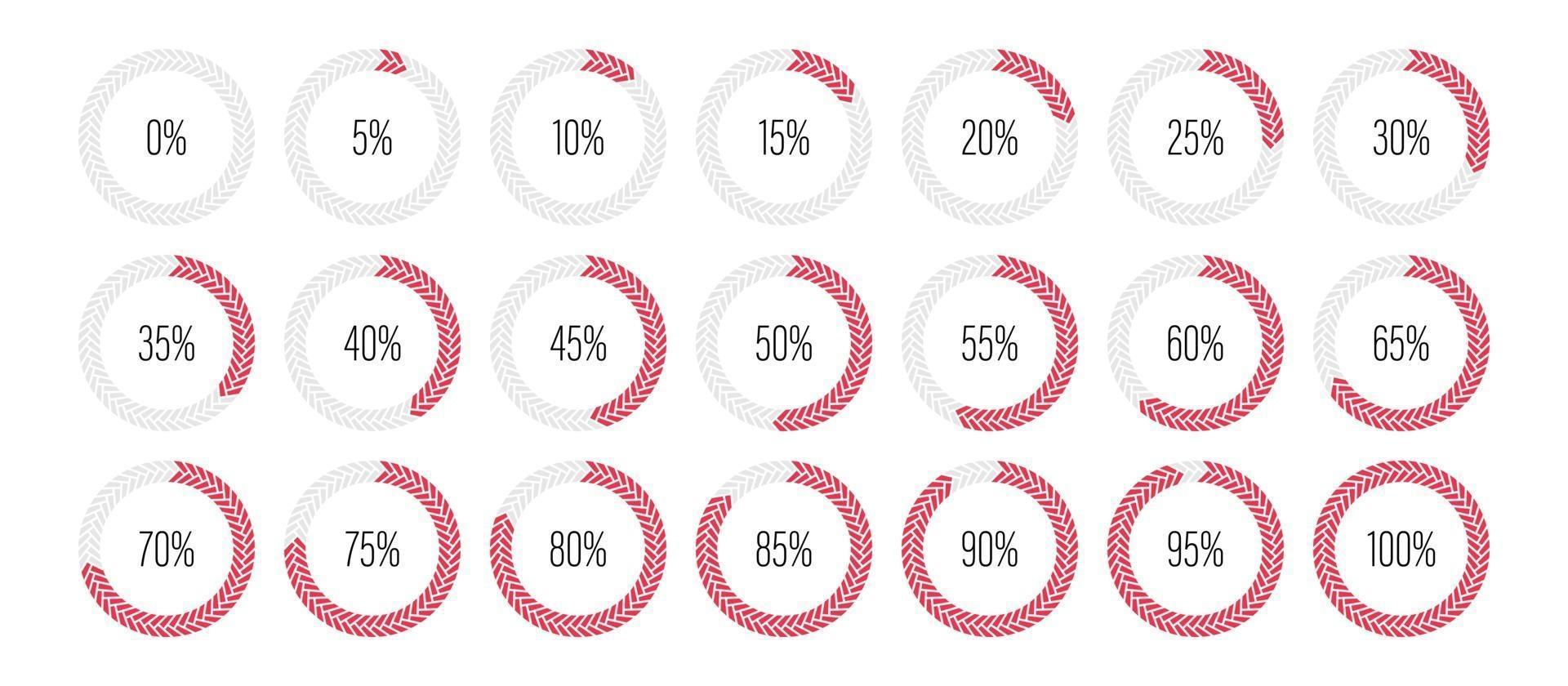 Set of circle percentage diagrams vector