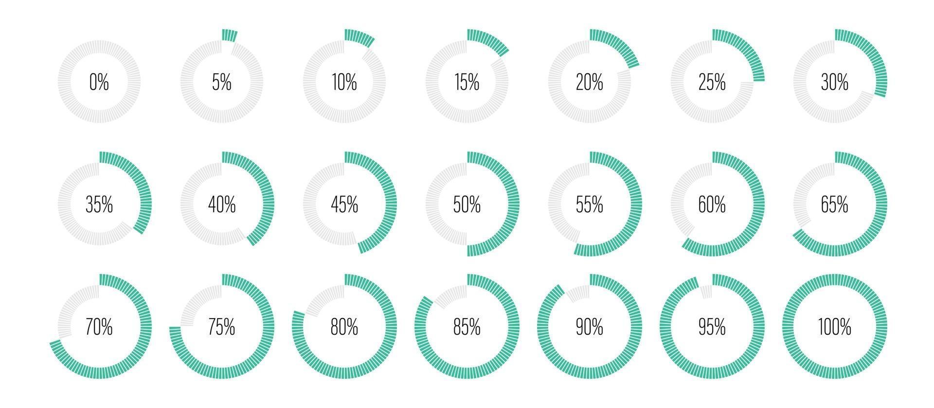 Set of circle percentage diagrams vector