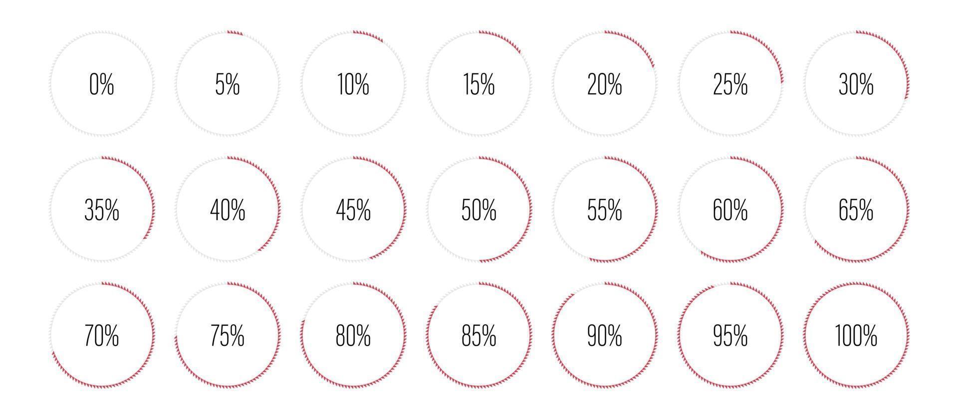 Set of circle percentage diagrams vector