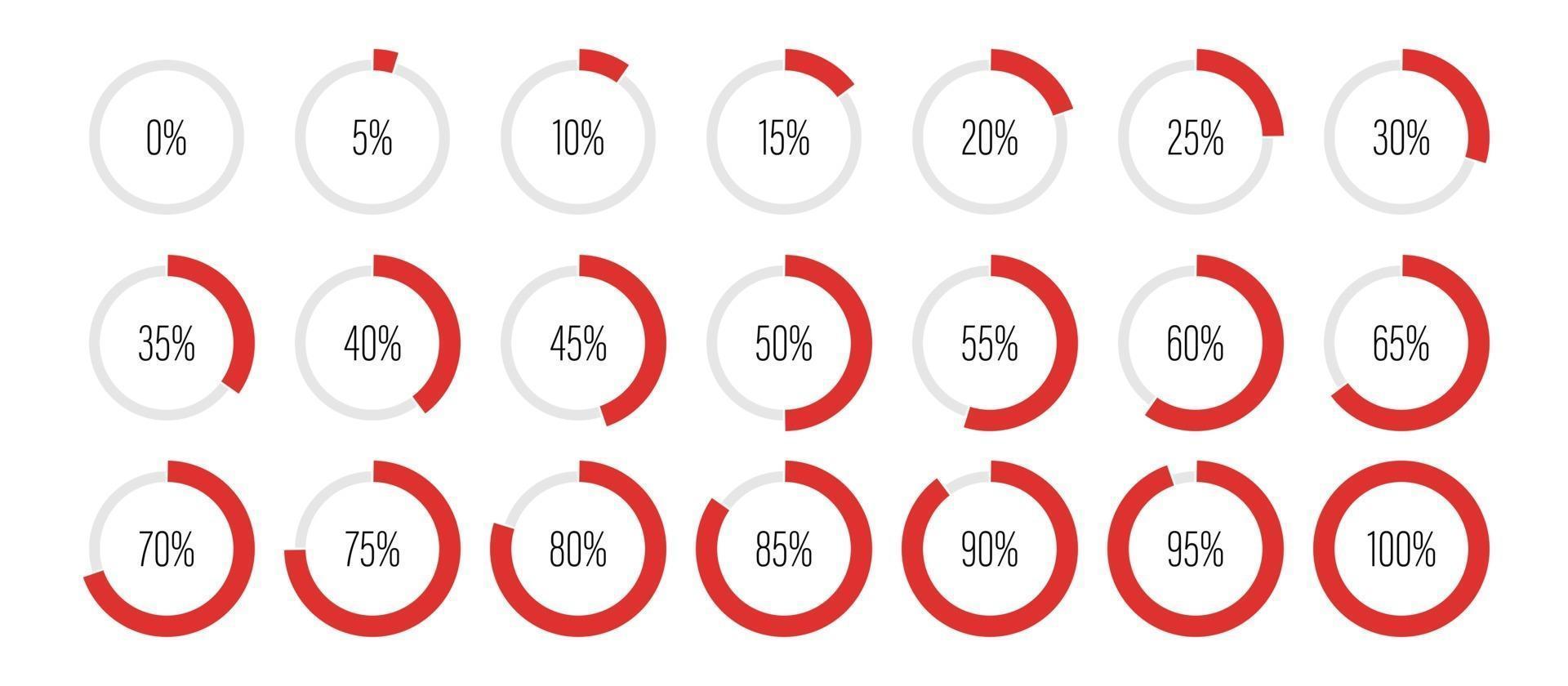 Set of circle percentage diagrams vector