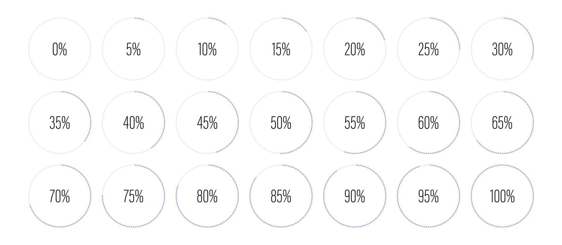 Set of circle percentage diagrams vector