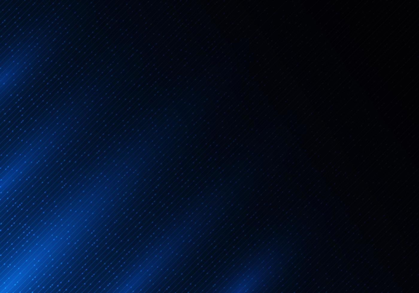 Abstract blue shiny diagonal lines and dot particles with lighting on dark blue background vector