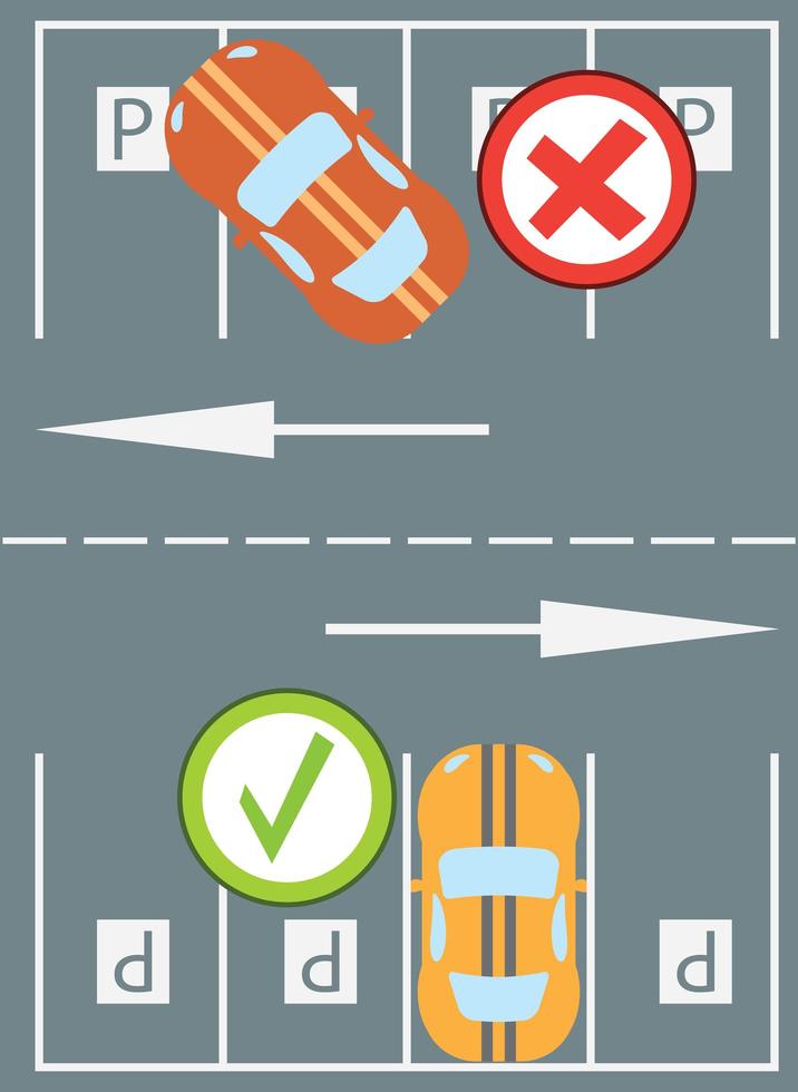 Ilustración de vector moderno de diseño plano de instrucciones de estacionamiento de un automóvil