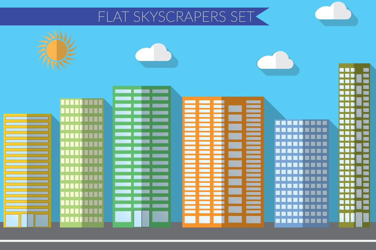 concepto de ilustración de vector de diseño plano para paisajes urbanos rascacielos de la ciudad