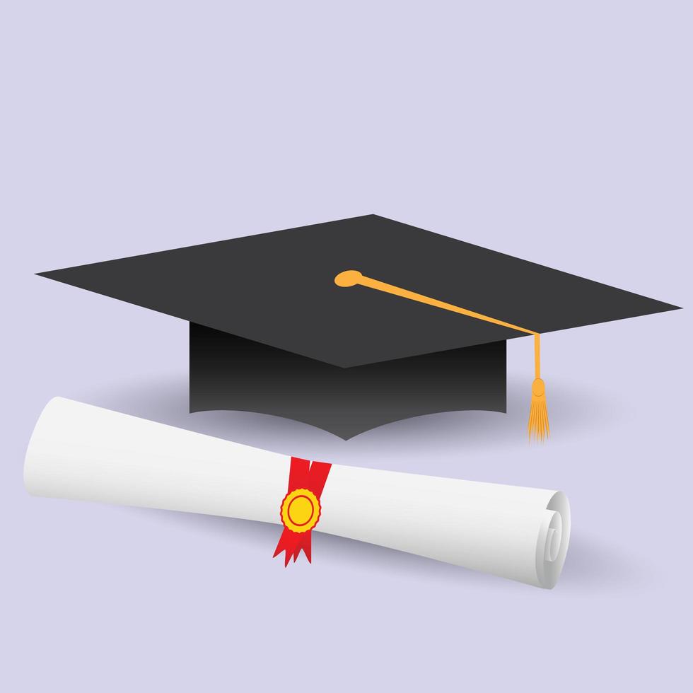 Flat design modern vector illustration of graduation cap and diploma