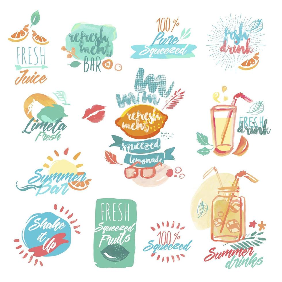 Summer Juice and Drinks Signs vector