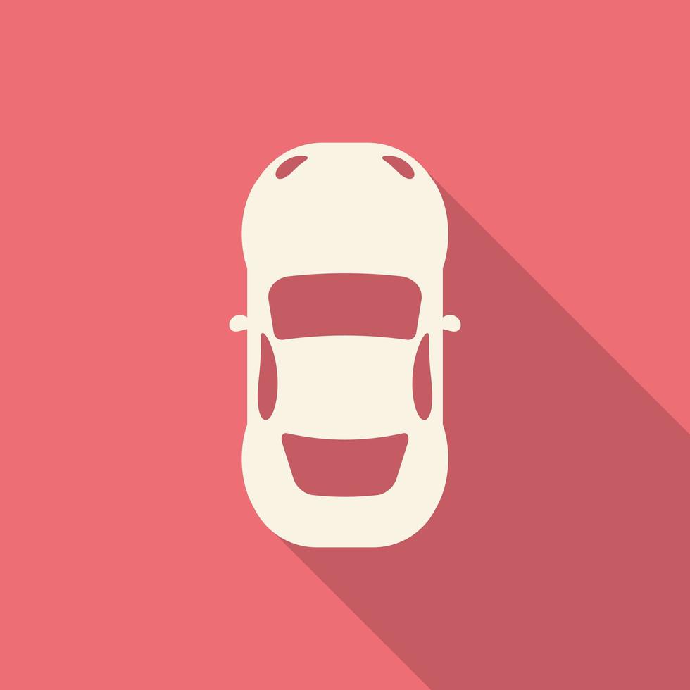Flat design modern vector illustration of Car Icon with long shadow effect
