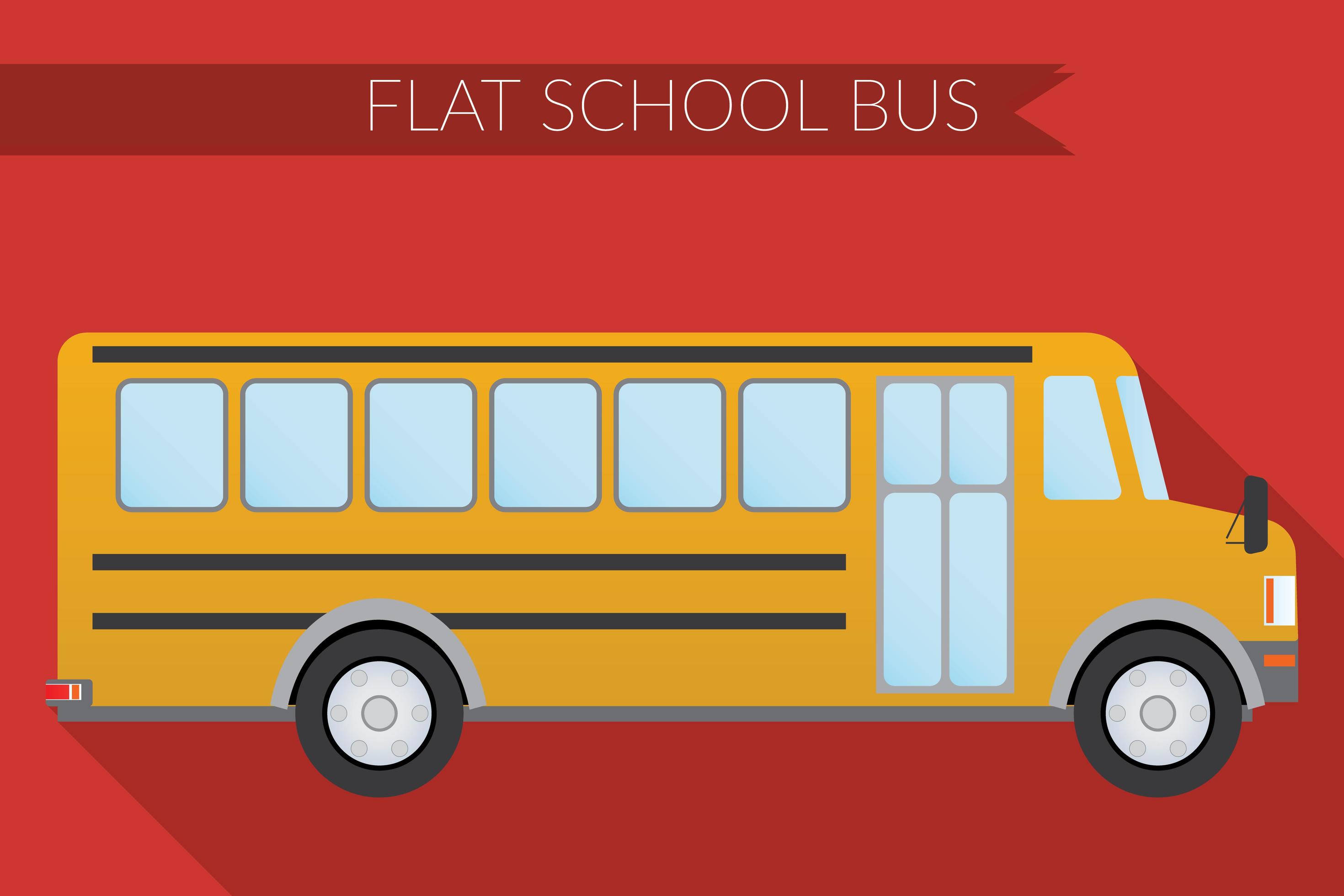 Flat design vector illustration city Transportation, school bus, side
