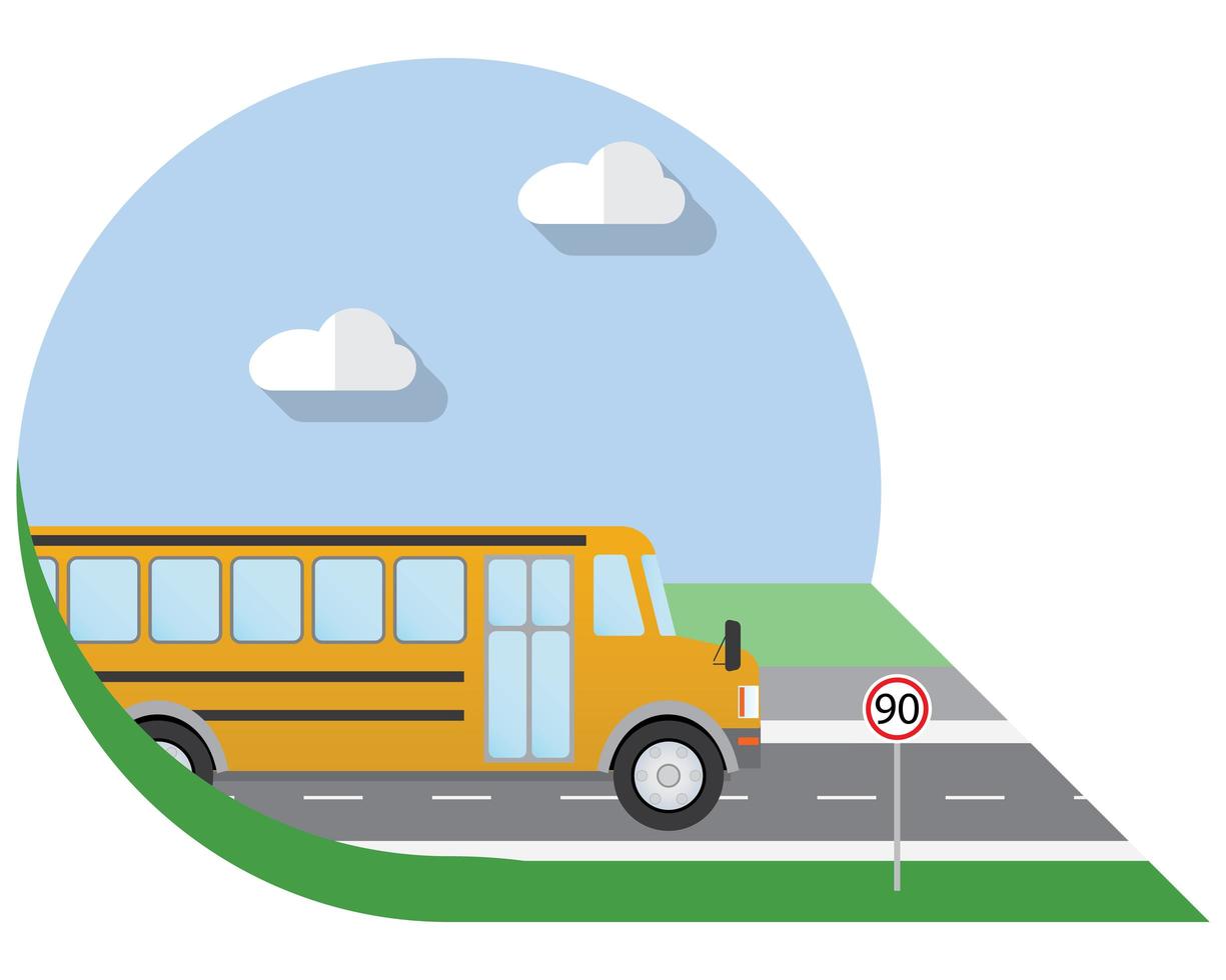 transporte de la ciudad de ilustración vectorial de diseño plano, autobús escolar, icono de vista lateral vector