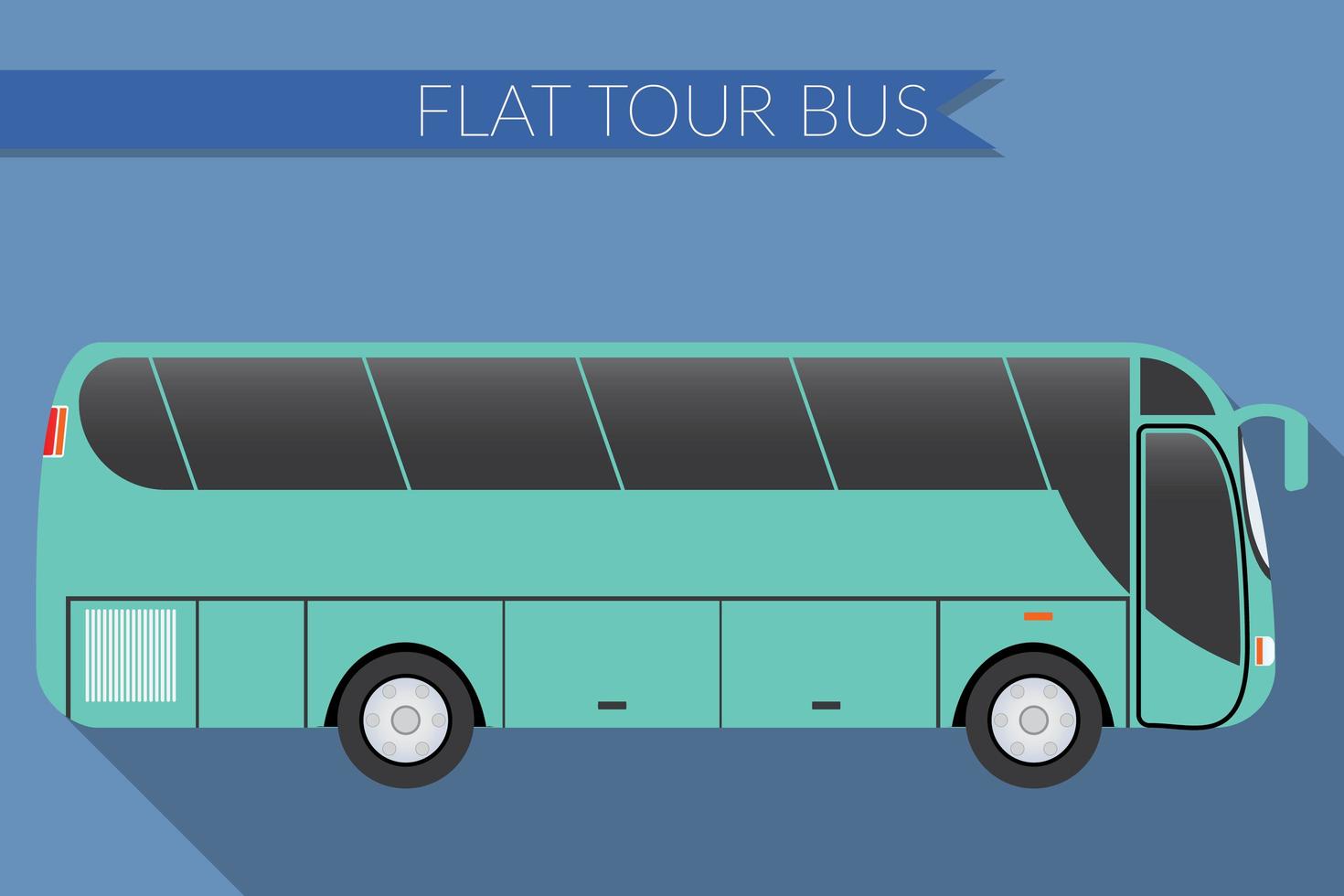 Ilustración de vector de diseño plano transporte de la ciudad, autobús, interurbano, autobús turístico de larga distancia, vista lateral