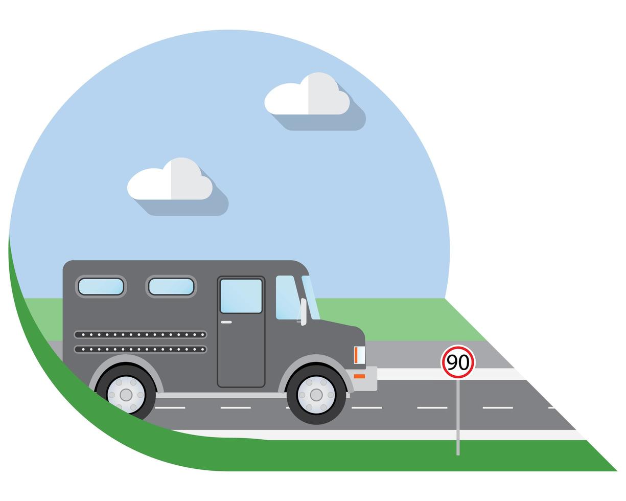 transporte de la ciudad de ilustración vectorial de diseño plano, camión blindado bancario, icono de vista lateral vector